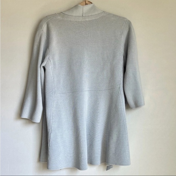EILEEN FISHER Cardigan Sz M Silk Blue Open Front Shawl Casual Office READ - Picture 13 of 13